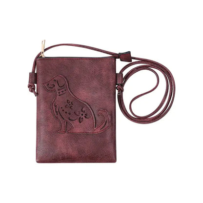 Crossbody Cellphone Bag Dog - Wine