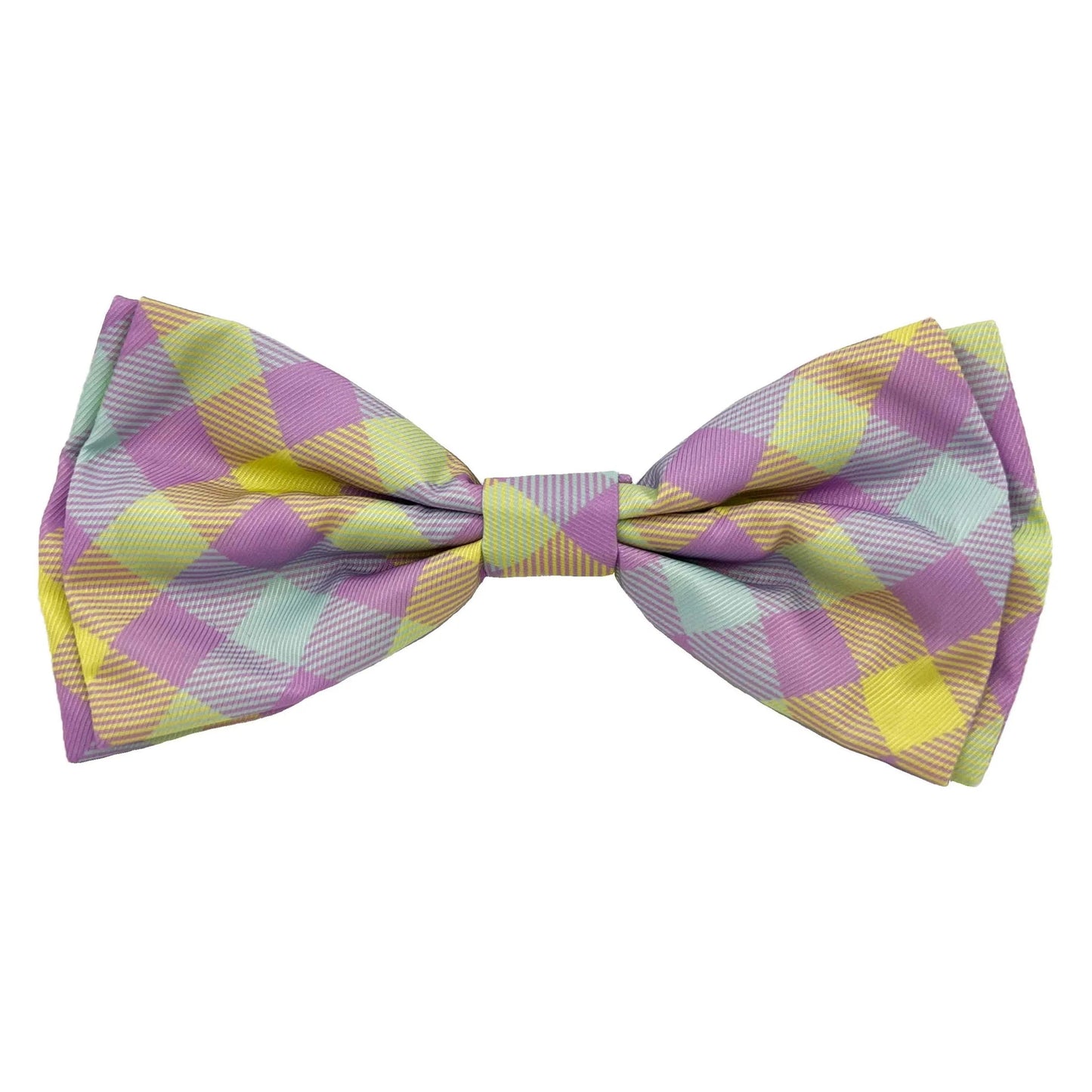 Lavender Lemon Checkered Bow Tie - Multiple Sizes Available