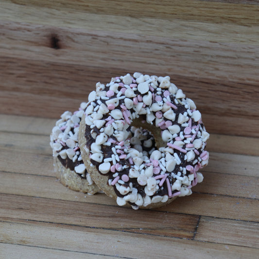 Carob Covered Strawberry Granola Donut